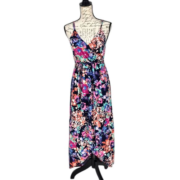 143 Story by Line Up Double Strap Florap Faux Wrap Dress Small - Picture 1 of 10